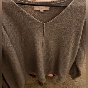 LOFT Women's Charcoal V-Neck Sweater
